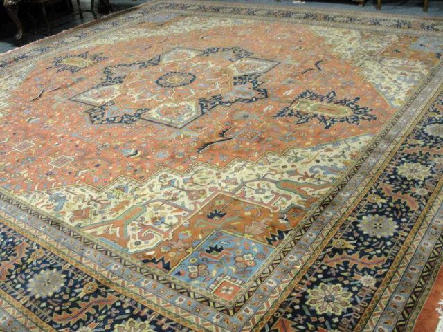 18' x 18' Hand Knotted rug Original view Persian Heriz Rug